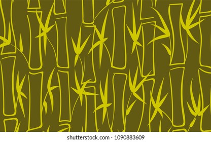 Vector Bamboo. Abstract Background with Green Stems of Bamboo. Tree Texture in Asian Style. Bamboo Pattern for Banner, Wallpaper, Textile, Tablecloth, Packaging, Fabric, Wrapping. Stalks of Trees.