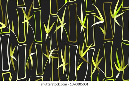 Vector Bamboo. Abstract Background with Green Bamboo Leaves. Trees Silhouettes in Asian Style. Vector Bamboo for Wallpaper, Textile, Tablecloth, Packaging, Fabric, Wrapping. Tropical Pattern.