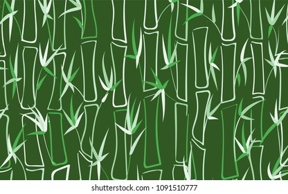 Vector Bamboo. Abstract Background with Green Stems of Bamboo. Tree Texture in Asian Style. Bamboo Pattern for Banner, Wallpaper, Textile, Tablecloth, Packaging, Fabric, Wrapping. Stalks of Trees.