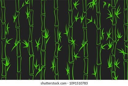 Vector Bamboo. Abstract Background with Green Bamboo Leaves. Trees Silhouettes in Asian Style. Vector Bamboo Pattern for Wallpaper, Textile, Tablecloth, Packaging, Fabric, Wrapping. Stalks of Trees.