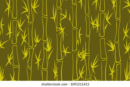 Vector Bamboo. Abstract Background with Green Stems of Bamboo. Tree Texture in Asian Style. Bamboo Pattern for Banner, Wallpaper, Textile, Tablecloth, Packaging, Fabric, Wrapping. Stalks of Trees.