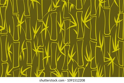 Vector Bamboo. Abstract Background with Green Stems of Bamboo. Tree Texture in Asian Style. Bamboo Pattern for Banner, Wallpaper, Textile, Tablecloth, Packaging, Fabric, Wrapping. Stalks of Trees.