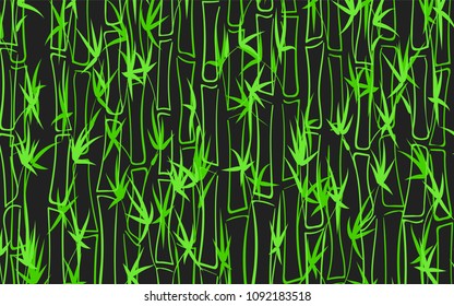 Vector Bamboo. Abstract Background with Green Bamboo Leaves. Trees Silhouettes in Asian Style. Vector Bamboo Pattern for Wallpaper, Textile, Tablecloth, Packaging, Fabric, Wrapping. Stalks of Trees.