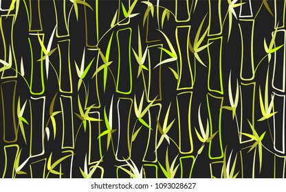Vector Bamboo. Abstract Background with Green Bamboo Leaves. Trees Silhouettes in Asian Style. Vector Bamboo for Wallpaper, Textile, Tablecloth, Packaging, Fabric, Wrapping. Tropical Pattern.