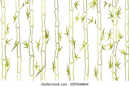 Vector Bamboo. Abstract Background with Green Stems of Bamboo. Tree Texture in Asian Style. Bamboo Pattern for Banner, Wallpaper, Textile, Tablecloth, Packaging, Fabric, Wrapping. Stalks of Trees.