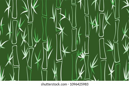 Vector Bamboo. Abstract Background with Green Stems of Bamboo. Tree Texture in Asian Style. Bamboo Pattern for Banner, Wallpaper, Textile, Tablecloth, Packaging, Fabric, Wrapping. Stalks of Trees.