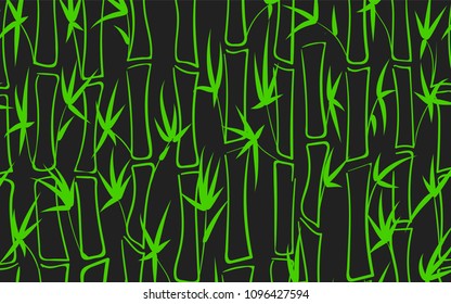 Vector Bamboo. Abstract Background with Green Bamboo Leaves. Trees Silhouettes in Asian Style. Vector Bamboo Pattern for Wallpaper, Textile, Tablecloth, Packaging, Fabric, Wrapping. Stalks of Trees.