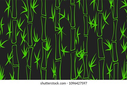 Vector Bamboo. Abstract Background with Green Bamboo Leaves. Trees Silhouettes in Asian Style. Vector Bamboo Pattern for Wallpaper, Textile, Tablecloth, Packaging, Fabric, Wrapping. Stalks of Trees.