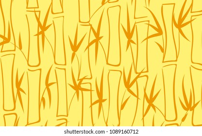 Vector Bamboo. Abstract Background with Yellow Bamboo Leaves. Trees Silhouettes in Asian Style. Vector Bamboo Pattern for Wallpaper, Textile, Tablecloth, Packaging, Fabric, Wrapping. Stalks of Trees.