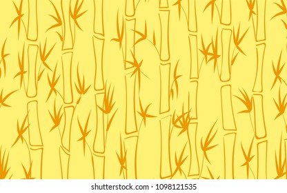 Vector Bamboo. Abstract Background with Yellow Bamboo Leaves. Trees Silhouettes in Asian Style. Vector Bamboo Pattern for Wallpaper, Textile, Tablecloth, Packaging, Fabric, Wrapping. Stalks of Trees.