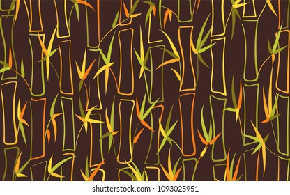 Vector Bamboo. Abstract Tropical Background with Bamboo Leaves. Trees Silhouettes in Asian Style. Vector Bamboo Pattern for Wallpaper, Textile, Tablecloth, Packaging, Fabric, Wrapping.