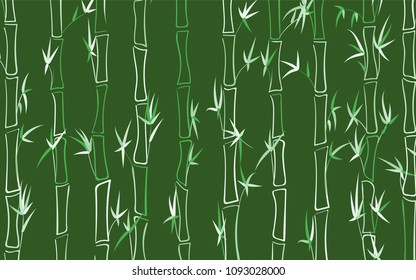 Vector Bamboo. Abstract Tropical Background with Bamboo Leaves. Trees Silhouettes in Asian Style. Vector Bamboo Pattern for Wallpaper, Textile, Tablecloth, Packaging, Fabric, Wrapping.