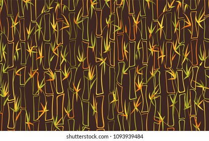 Vector Bamboo. Abstract Tropical Background with Bamboo Leaves. Trees Silhouettes in Asian Style. Vector Bamboo Pattern for Wallpaper, Textile, Tablecloth, Packaging, Fabric, Wrapping.