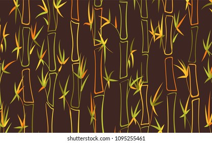 Vector Bamboo. Abstract Tropical Background with Bamboo Leaves. Trees Silhouettes in Asian Style. Vector Bamboo Pattern for Wallpaper, Textile, Tablecloth, Packaging, Fabric, Wrapping.