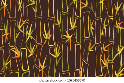 Vector Bamboo. Abstract Tropical Background with Bamboo Leaves. Trees Silhouettes in Asian Style. Vector Bamboo Pattern for Wallpaper, Textile, Tablecloth, Packaging, Fabric, Wrapping.