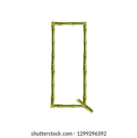 Vector bamboo alphabet. Capital letter Q made of realistic green bamboo sticks poles isolated on white background. Abc concept for creating words, text, advertising, message.