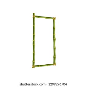 Vector bamboo alphabet. Capital letter D made of realistic green bamboo sticks poles isolated on white background. Abc concept for creating words, text, advertising, message.