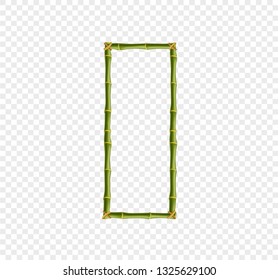 Vector bamboo alphabet. Capital letter O made of realistic green bamboo sticks poles isolated on transparent background. Abc concept for creating words, text, advertising, message.