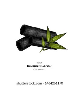 Vector bamboo charcoal. Hand drawn. Vintage style