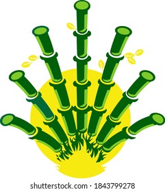 Un vector de Bambú. Diseño con combinación de amarillo y verde