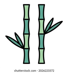 Diseño del icono de contorno relleno de bambú vectorial
