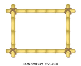 vector bamboo frame. bound by a rope. mockup design. isolated on a white background. EPS 10