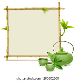 Vector Bamboo Frame with Green Tea