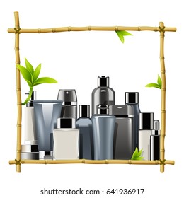 Vector Bamboo Frame with Male Cosmetics