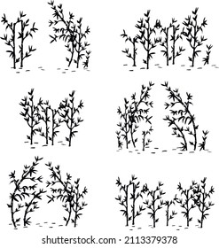 vector bamboo grove silhouette. bamboo set hand drawing. sketch. vector. eps art