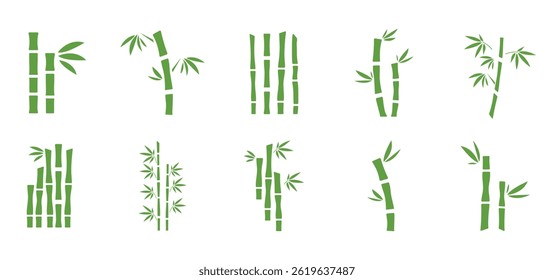 Vector bamboo icons. Signs for material or logo. Vector isolated on white.