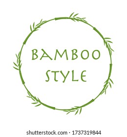 Vector bamboo round frame isolated on white.