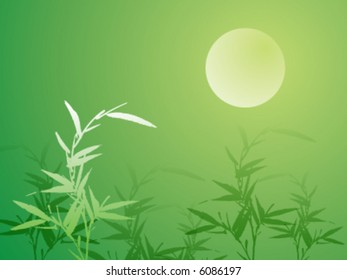 A vector bamboo silhouette background.