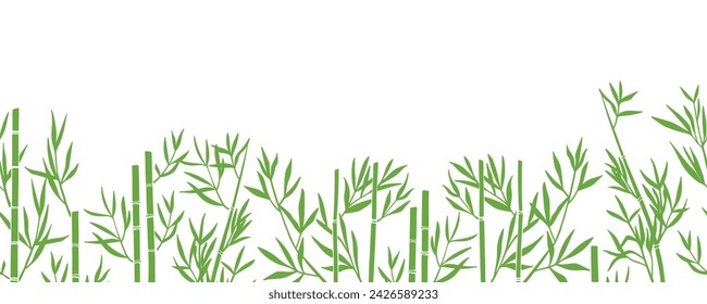 Borde sin costuras de silueta de bambú vectorial