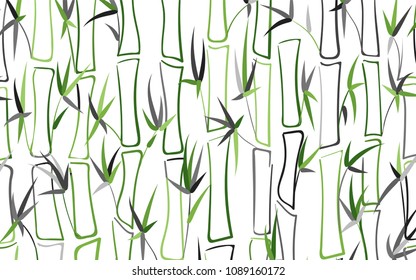Vector Bamboo Silhouettes. Abstract Background of Green Leaves and Stems of Bamboo. Tropical Ornament in Ethnic Style. Bamboo Pattern for Wallpaper, Textile, Tablecloth, Packaging, Wrapping.