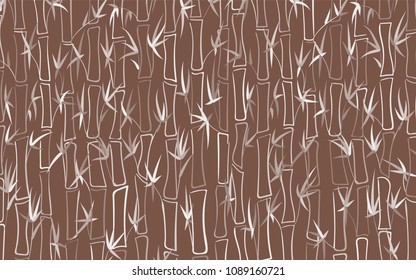 Vector Bamboo Silhouettes. Abstract Background of Leaves and Stems of Bamboo. Tropical Ornament in Ethnic Style. Bamboo Pattern for Wallpaper, Textile, Tablecloth, Packaging, Wrapping.