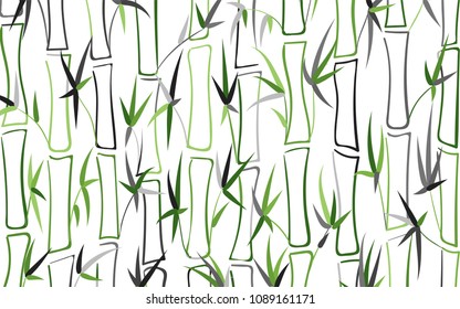 Vector Bamboo Silhouettes. Abstract Background of Green Leaves and Stems of Bamboo. Tropical Ornament in Ethnic Style. Bamboo Pattern for Wallpaper, Textile, Tablecloth, Packaging, Wrapping.