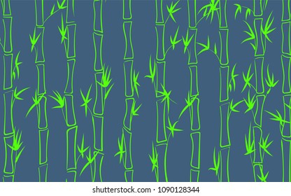 Vector Bamboo Silhouettes. Abstract Background of Leaves and Stems of Bamboo. Bright Tropical Ornament in Ethnic Style. Bamboo Pattern for Wallpaper, Textile, Tablecloth, Packaging, Wrapping.