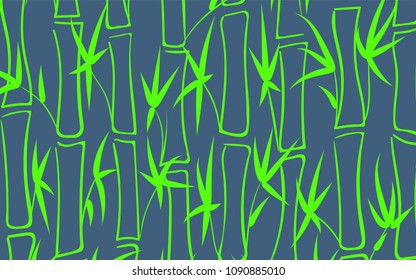 Vector Bamboo Silhouettes. Abstract Background of Leaves and Stems of Bamboo. Bright Tropical Ornament in Ethnic Style. Bamboo Pattern for Wallpaper, Textile, Tablecloth, Packaging, Wrapping.