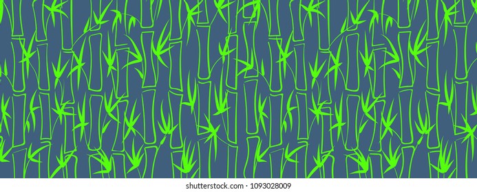 Vector Bamboo Silhouettes. Abstract Background of Leaves and Stems of Bamboo. Bright Tropical Ornament in Ethnic Style. Bamboo Pattern for Wallpaper, Textile, Tablecloth, Packaging, Wrapping.