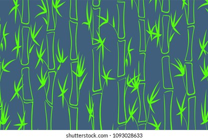 Vector Bamboo Silhouettes. Abstract Background of Leaves and Stems of Bamboo. Bright Tropical Ornament in Ethnic Style. Bamboo Pattern for Wallpaper, Textile, Tablecloth, Packaging, Wrapping.