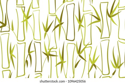 Vector Bamboo Silhouettes. Abstract Background of Green Leaves and Stems of Bamboo. Tropical Ornament in Ethnic Style. Bamboo Pattern for Wallpaper, Textile, Tablecloth, Packaging, Wrapping.