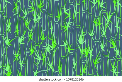 Vector Bamboo Silhouettes. Abstract Background of Leaves and Stems of Bamboo. Bright Tropical Ornament in Ethnic Style. Bamboo Pattern for Wallpaper, Textile, Tablecloth, Packaging, Wrapping.