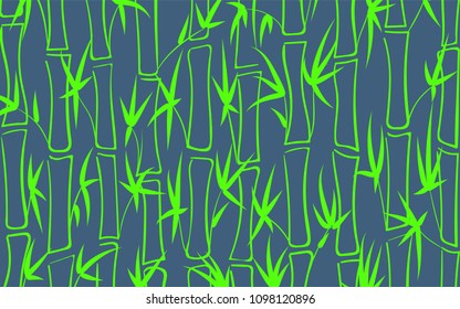 Vector Bamboo Silhouettes. Abstract Background of Leaves and Stems of Bamboo. Bright Tropical Ornament in Ethnic Style. Bamboo Pattern for Wallpaper, Textile, Tablecloth, Packaging, Wrapping.