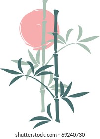 Vector Bamboo and Sun, Asian Style