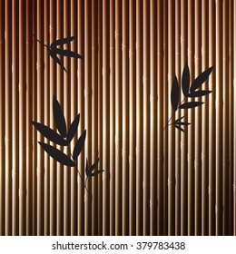 Vector bamboo texture with brown branches and leaves