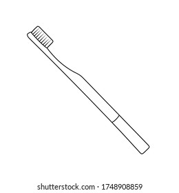 Vector Bamboo Toothbrush Black on White Simple Icon