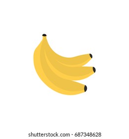 Vector banana. Bunches of fresh banana fruits isolated on white background, collection of vector illustrations