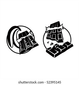Vector banana and chocolate icons