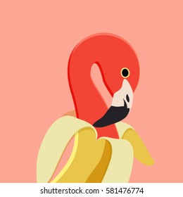Vector Banana Flamingo
