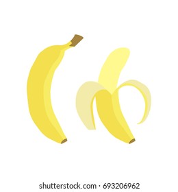 Vector banana fruit icon set. Isolated on white